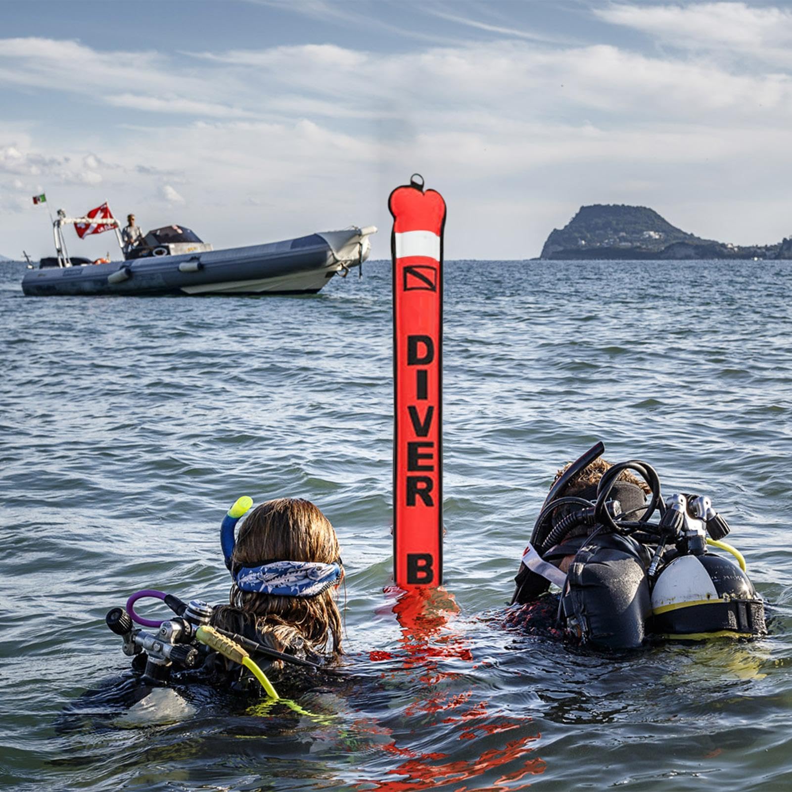 de bandera de buceo, de marcado de superficie, equipo de seguridad de | buceo, accesorios, parte reflectante, tejido de nailon 210D, autosellante, revestimiento de TPU para buceo
