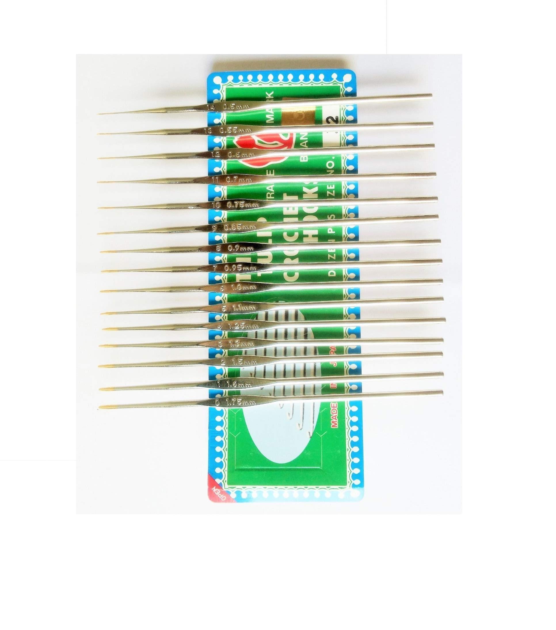 15 Tulip Steel Crochet Hooks for fine lace Size 0/1.75mm - Size 14/0.50mm-image-16