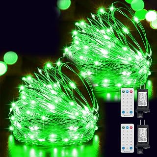 2 Pack 33Ft 100 LED Green St Patricks Day Fairy Lights, Plug in Mini String Lights with 16 Lighting Modes, Waterproof Twinkle Firefly Lights for Indoor Outdoor Tree Garden Party Decoration