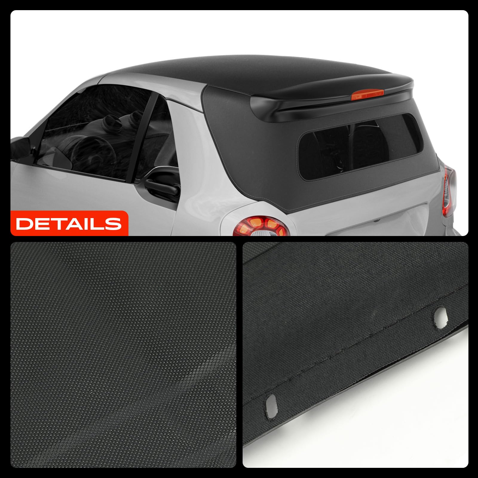 Frankberg Capota convertible Softtop Negro Compatible con Fortwo Coupé 453 Fortwo cabrio 453 Fortwo cabrio 451 Fortwo Coupé 451 Replace# 4517780201C82A