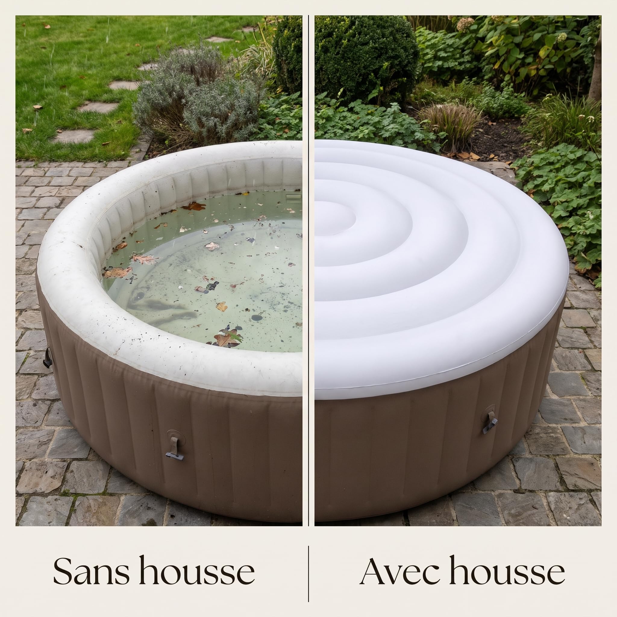 Housse de protection gonflable pour piscine extérieure, 145 cm, piscine circulaire, anti-poussière, cadre imperméable, pour villa, jardin, spa