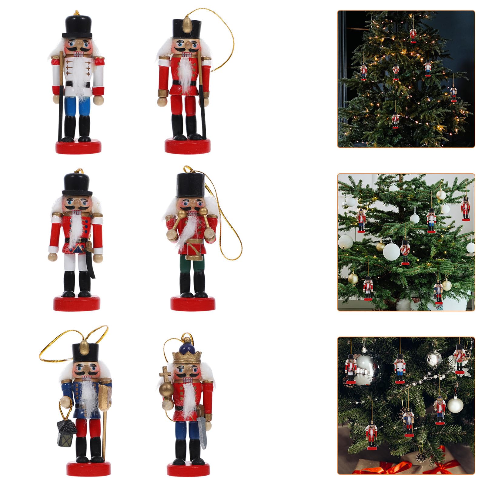 minkissy 18 Piezas Adorno Navideño Cascanueces de Madera Colgante para