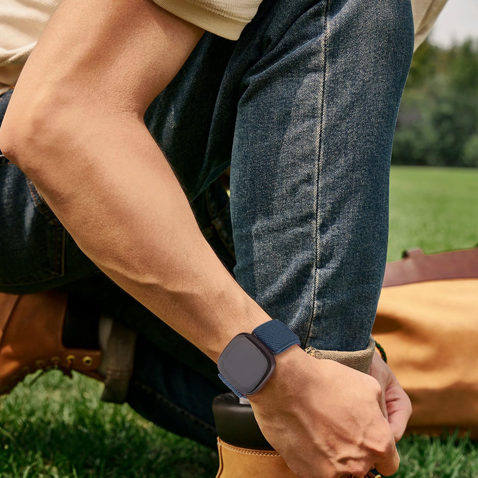 4 cinturin in nylon elasticizzato, compatibili con Fitbit Versa 4/t Versa 3/Fitbit Sense 2/ Sense, cinturini da allenamento morbidi e regolabili per uomo e donna
