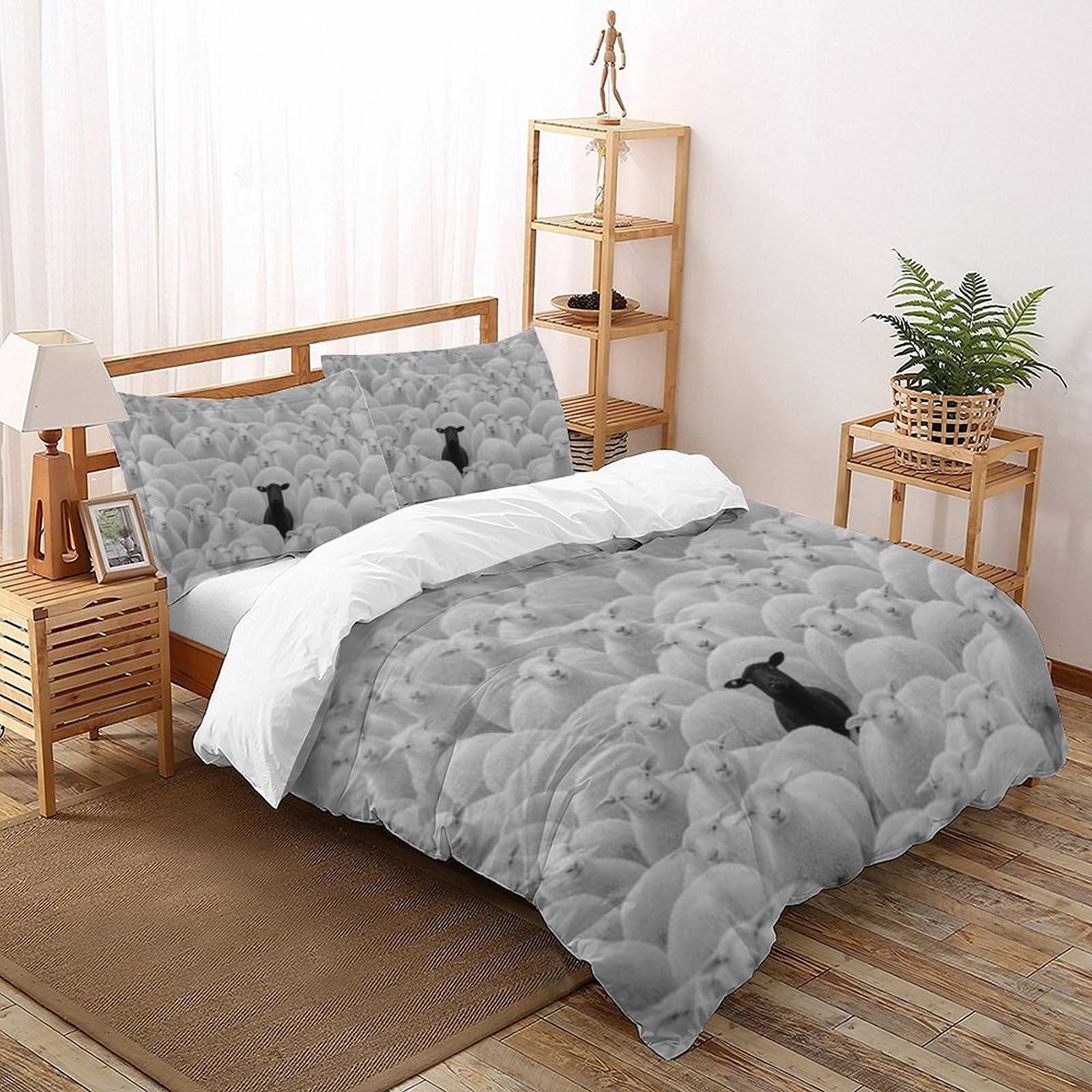 Parure de lit chèvre impression 3D en microfibre douce pour chambre d'enfant