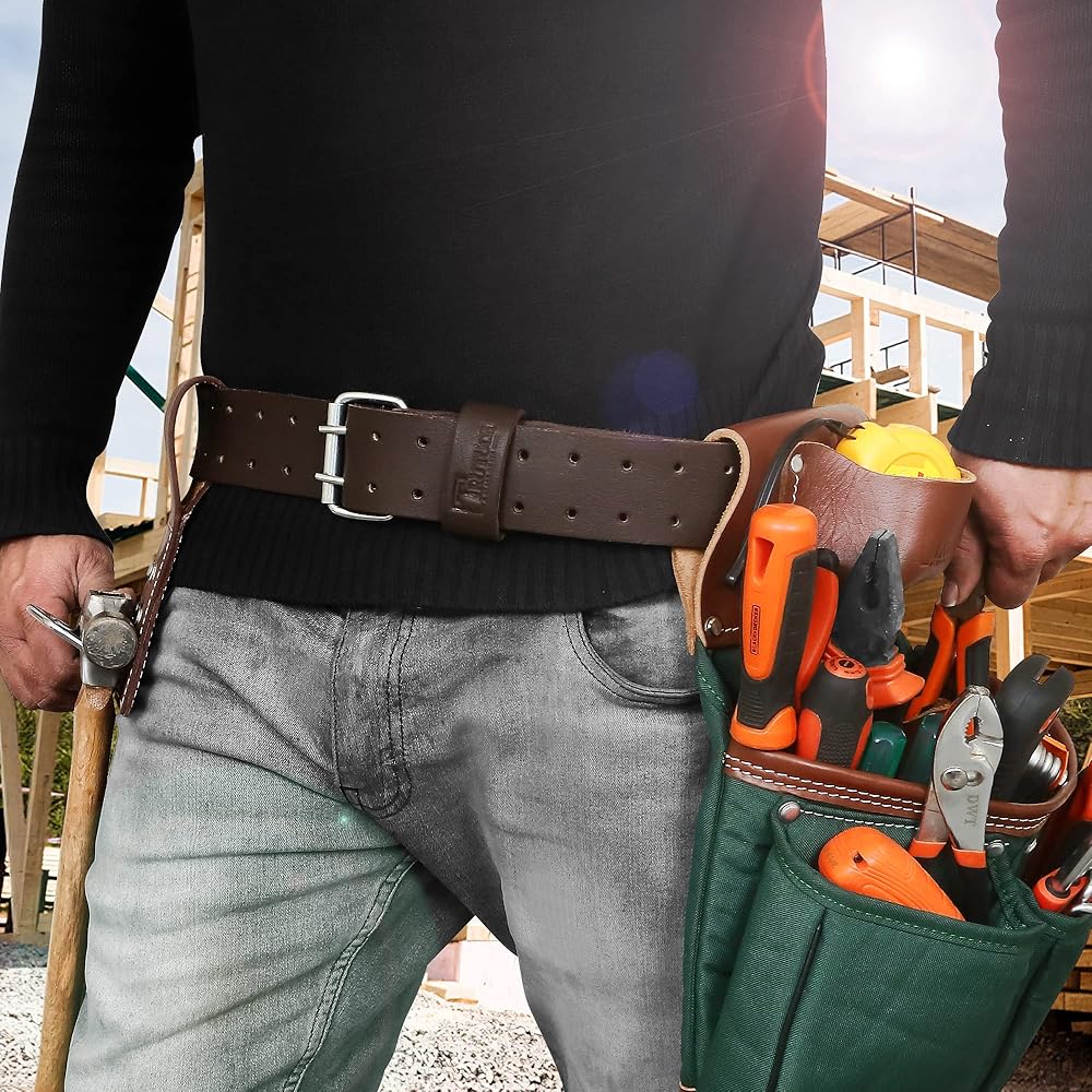 Amazon.com: TRUTUCH Leather Work Belt | Chocolate Tool Bag Belts