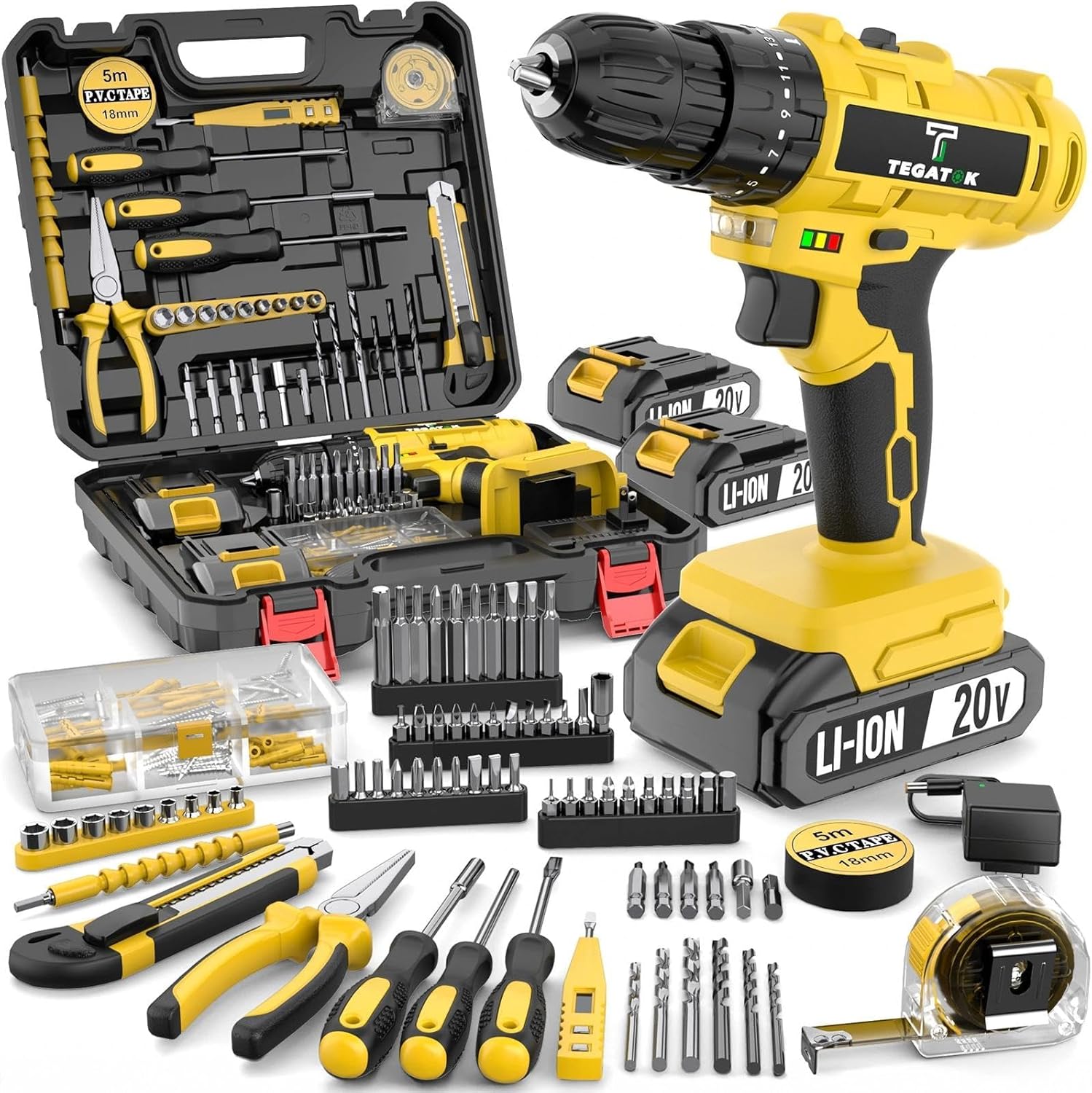 Wireless Electric Drill Set, 136-piece Set With Multiple Mode Options, Multiple Accessories, Including A Fast Charger, To Help You Adapt To Various Occasions. When Paired With LED Lights