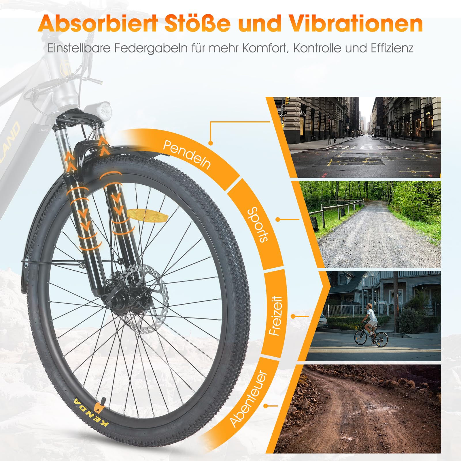 HILAND 26 Zoll Elektro-Mountainbike mit 250W Motor, 36V 7.8Ah Akku, Elektrofahrrad für Männer Frauen, All-Terrain Erwachsene Elektro-MTB mit Gabelfederung