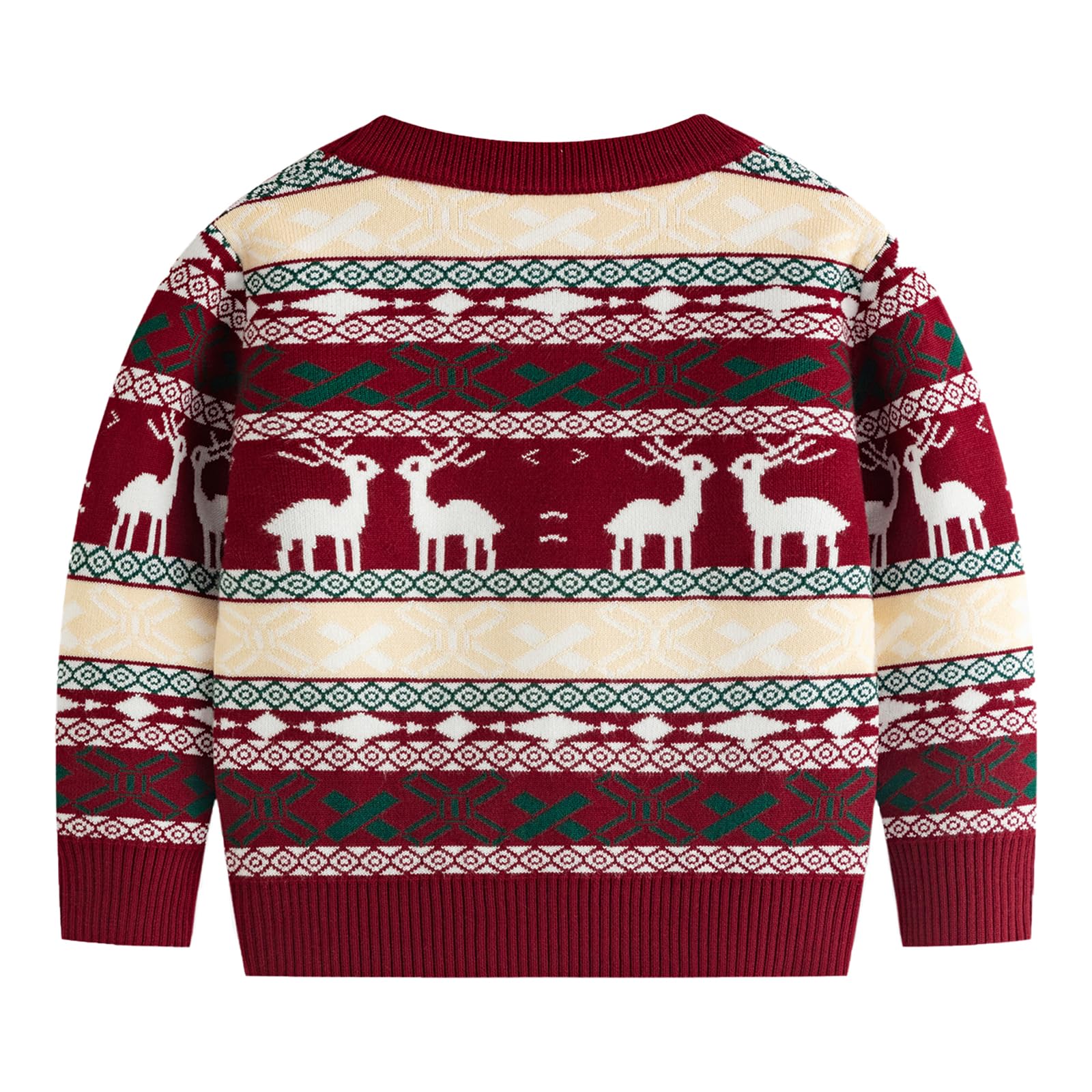 FROHETG Toddler Boys Girls Reindeer Cartoon Crew Neck Long Sleeve Tops Pullover Spring Kids Birthday Sweaters,Xmas Burgundy-110