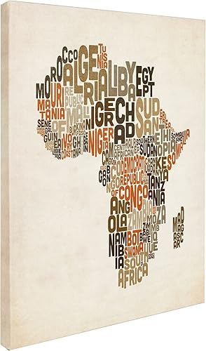 Miniatura 2 de Trademark Fine Art Mapa de texto de África por Michael Tompsett Lienzo Artwork, 14 x 19 pulgadas