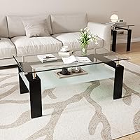 Vista 8 de Juego de 3 mesas auxiliares para sala de estar con 1 mesa auxiliar y 2 mesas auxiliares, moderno juego de mesa de centro de cristal negro de 3