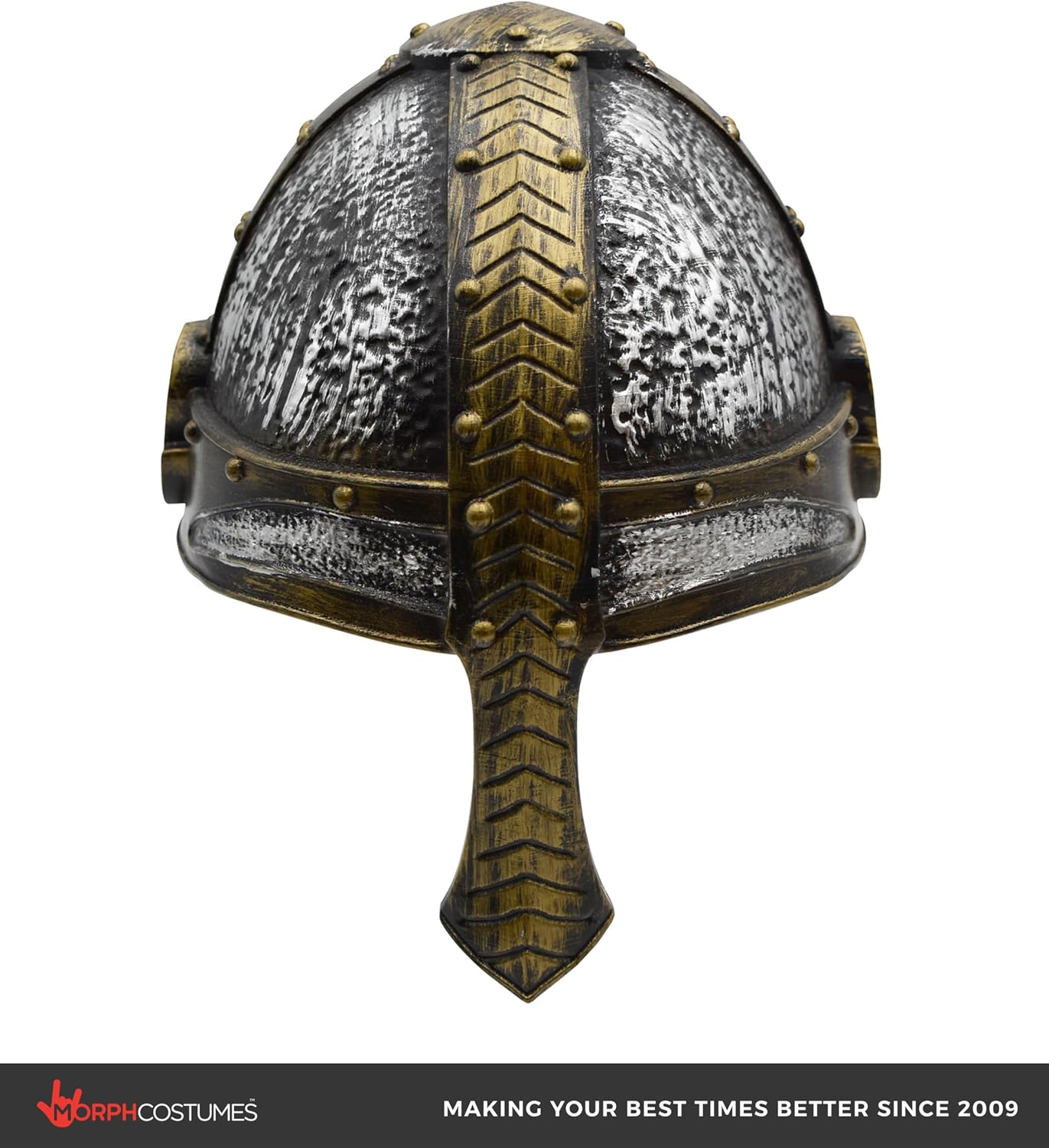 Nicky Bigs Novelties Silver Crusader Knight Helmet, Gold Trim