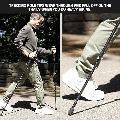 Miniatura 3 de Montem Protectores de punta de bastón de senderismopuntas de repuesto para bastones de senderismo, se adapta a todos los bastones estándar de