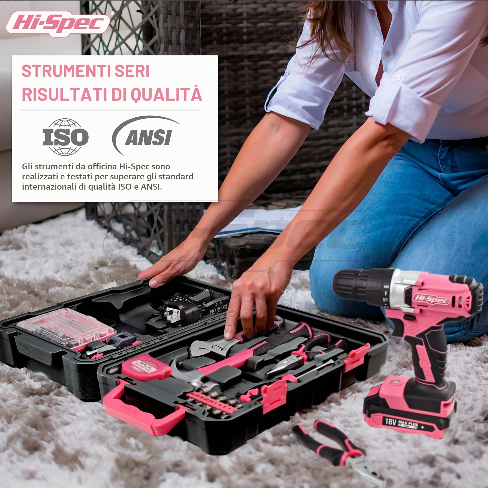 Hi-Spec Avvitatore Elettrico USB, Kit Riparazioni, rosa | montaggi e riparazioni più rapidi, controllo facile e uso intuitivo, design leggero per lavorare senza fatica, 79 pc