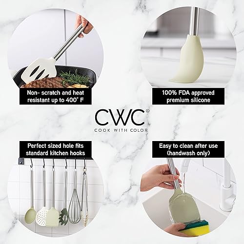 Miniatura 5 de COOK WITH COLOR Juego de utensilios de cocina de silicona, juego de utensilios de cocina, utensilios de cocina de silicona fáciles de limpiar,