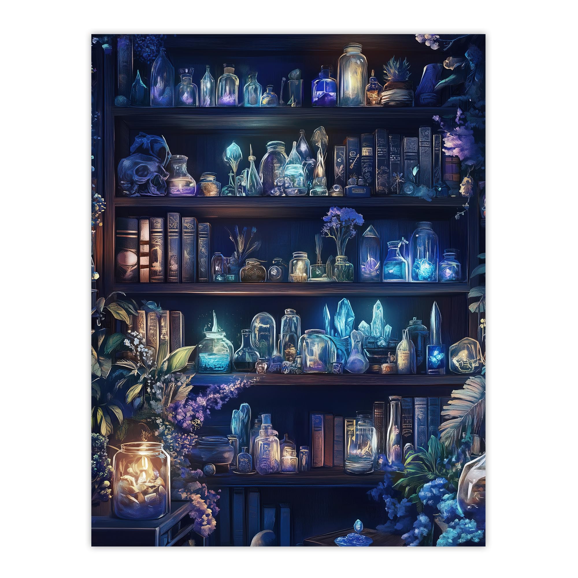 Artery8 Unframed 24X32" White Witch Cupboard Books Crystals Potions Living Room Extra Large Xl Wall Art Poster Print