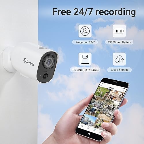 Miniatura 5 de Swann Cámara de seguridad inalámbrica, cámara de seguridad para el hogar 1080p Full HD para interiores y exteriores, impermeable, cámara de