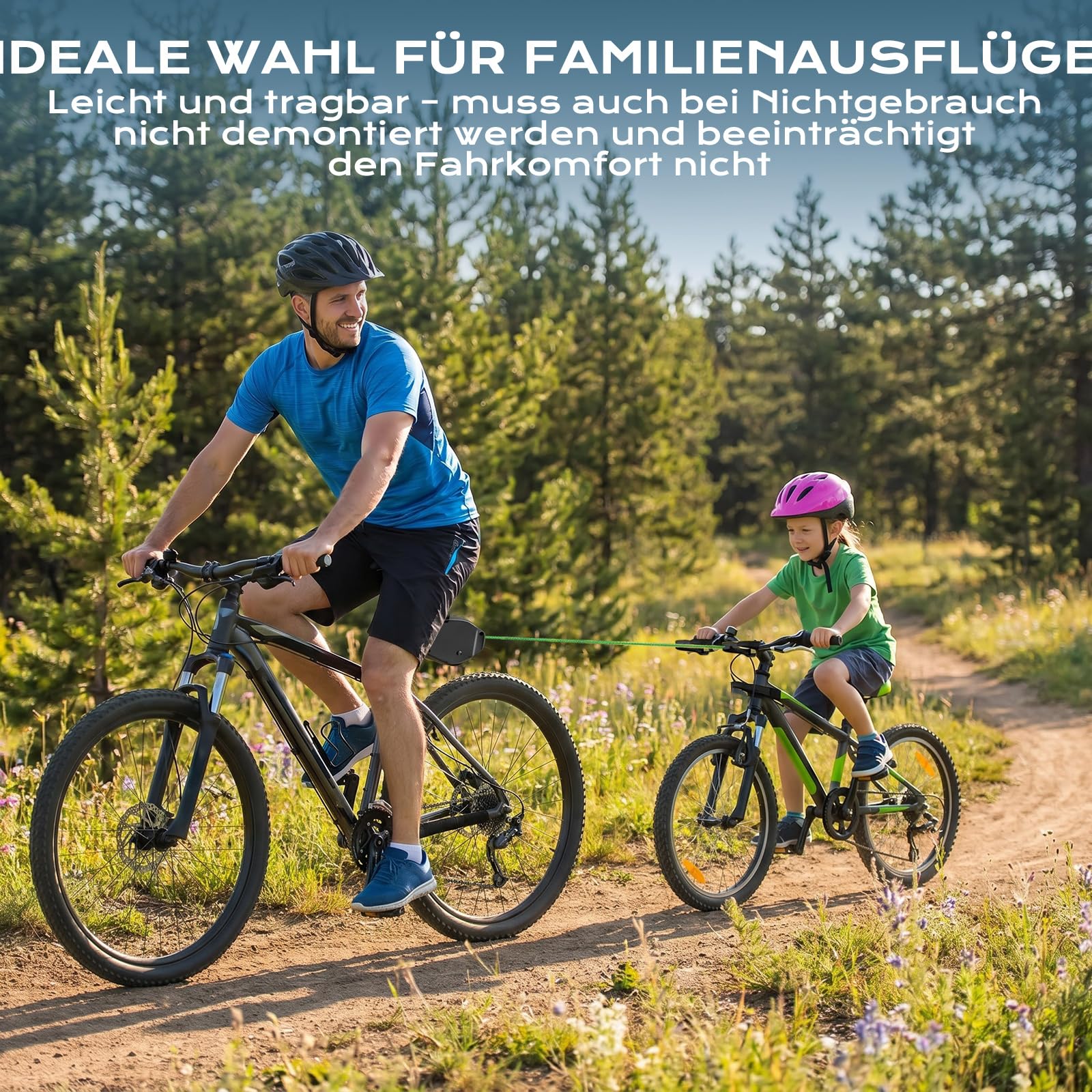 Kinder Fahrrad Abschleppseil 2,5m, Vankarr Universell Passend, Automatisches Aufrollen, Einfaches Bergauf Ziehen, Sicher & Stabil, Für Cityräder, Mountainbikes, E-Bikes