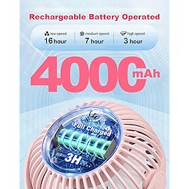 Coohea Stroller Fan Clip on for Baby, 4000mAh Rechargeable Battery Operated, Flexible Tripod, 3 Wind Speed, 360 Rotatable, Small Portable Fan for Car Seat Crib Backseat Beach Travel Camping, Pink