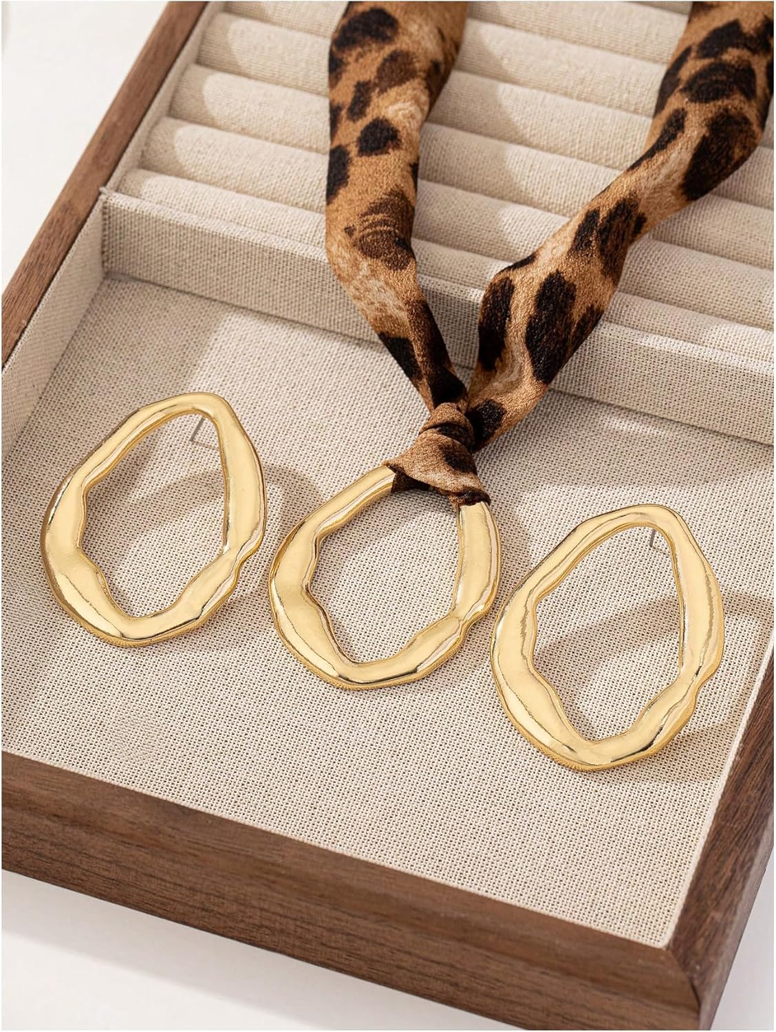 MakeMeChic Women's 3 Piece Jewelry Set Leopard Print Necklace Metal Dangle Earrings Jewelry - Image 3