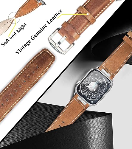 Miniatura 5 de Correas de cuero compatibles con Apple Watch Band 1.929 in 1.772 in 1.732 in 1.654 in 1.614 in 1.575 in 1.496 in para hombre, correa de cuero