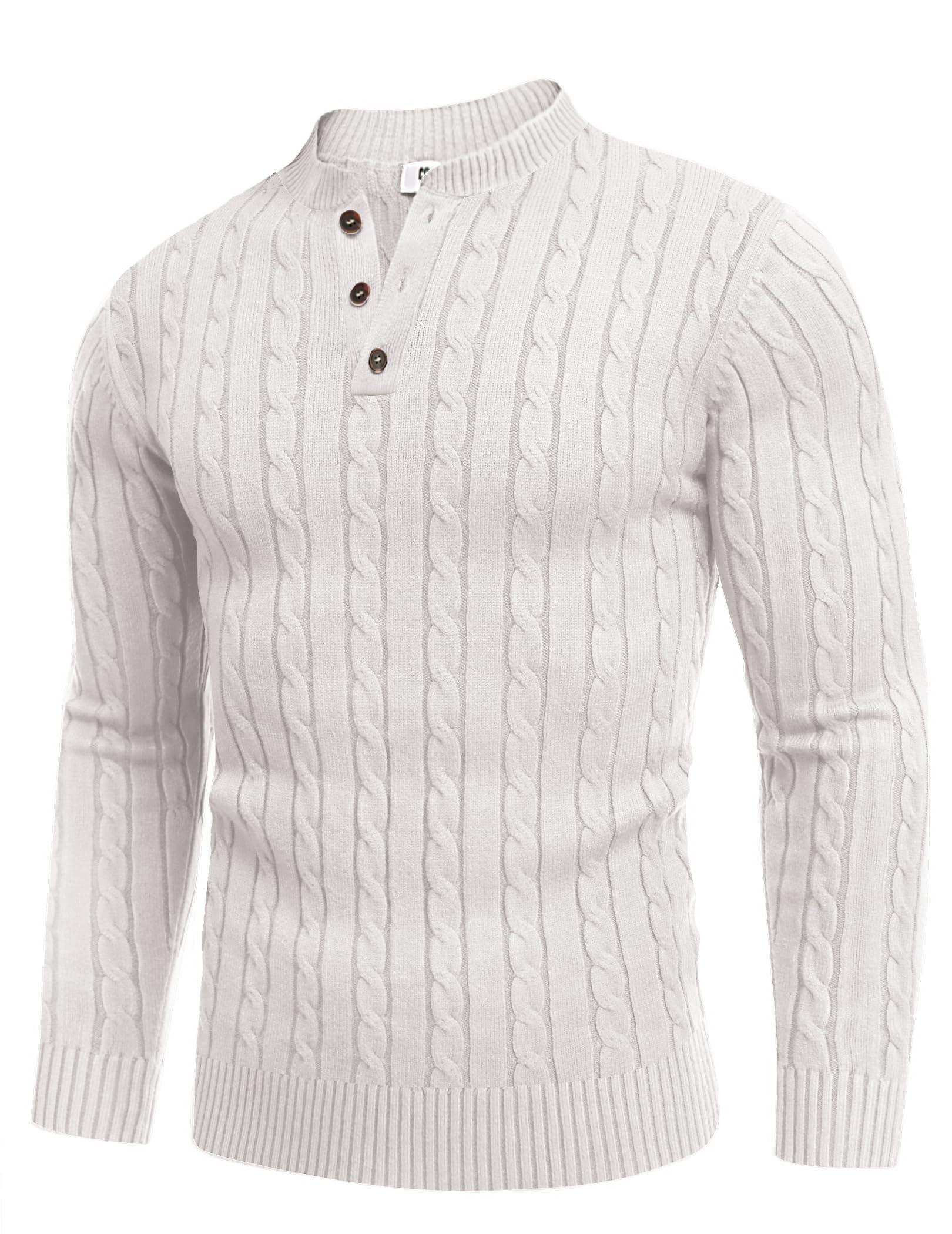 coofandy Men Casual Knit Sweater Quarter Button Henley Long Sleeve Slim Fit Twisted Pullover Sweater-picture-48
