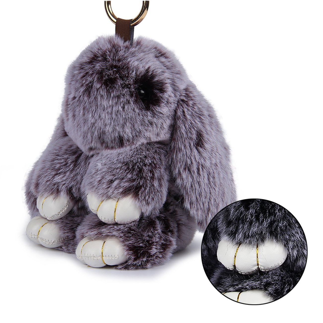 Amazon.co.jp: SOROY ふわふわ ファー ウサギ キーホルダー 可愛い  