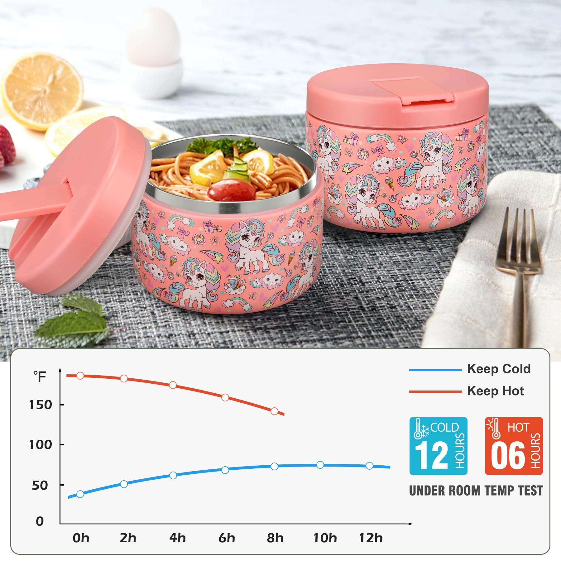 voedselcontainer 450ml rvs roze
