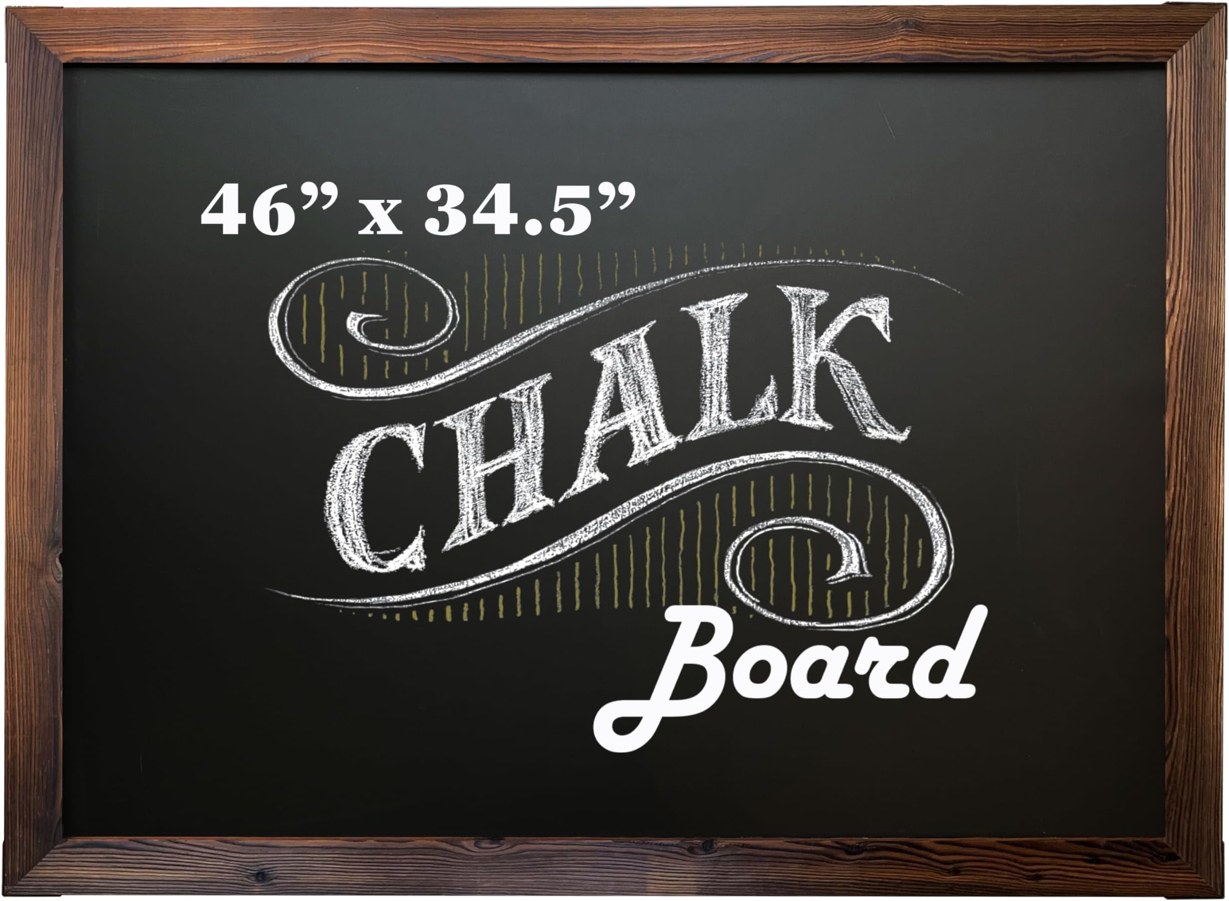 Loddie Doddie Magnetic Chalkboard - 46 in x 34.5 in, Rustic Wood Frame - Menu Board for Kitchen & Magnet Display - Mounting Hardware & Hanging Chalkboard - Meal Planning Chalk Calendar Board for Wall