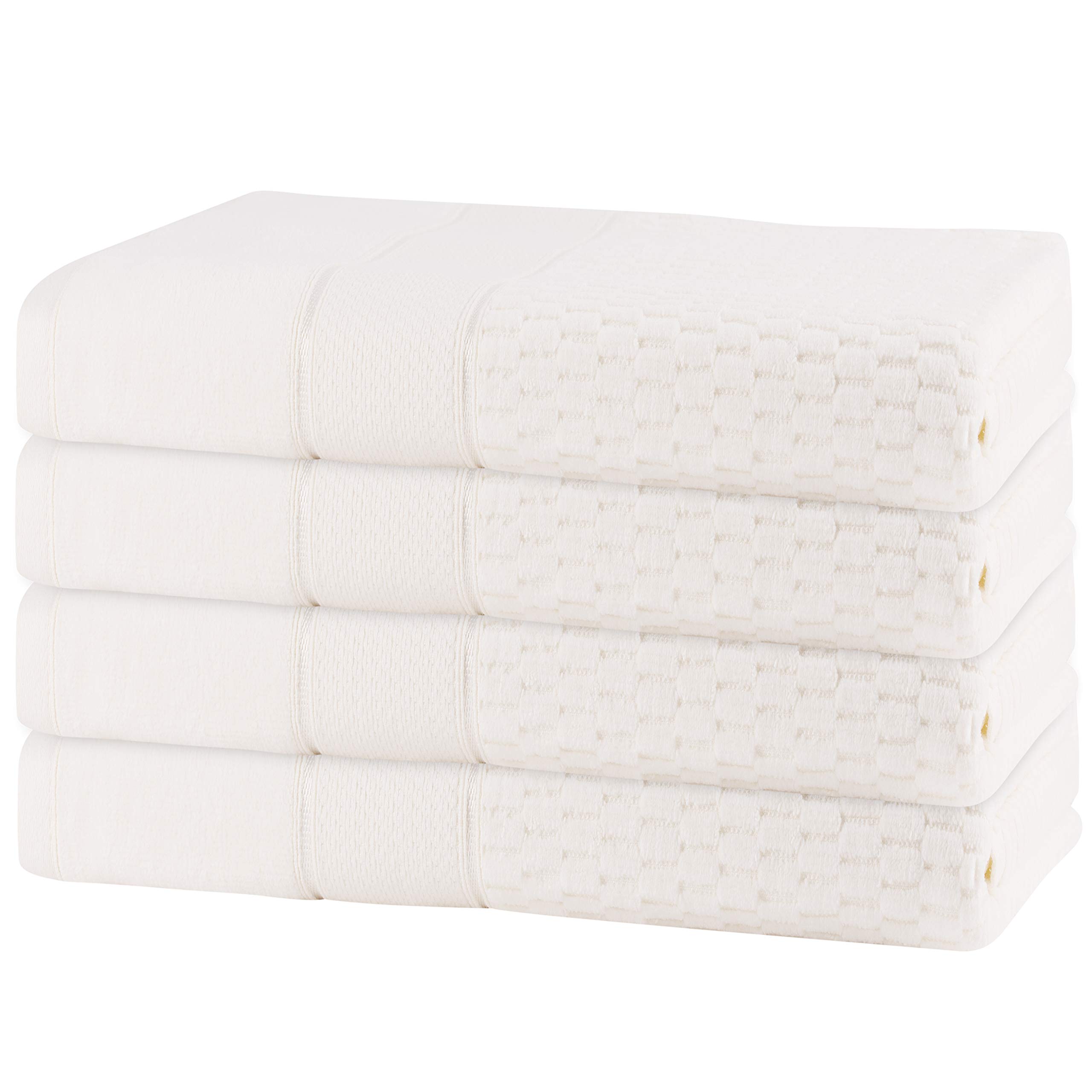GREEN LIFESTYLE 4 Pack Premium Velour Bath Towel 27 x 54 100% Cotton, 5 Star Hotel & Resort Quality,