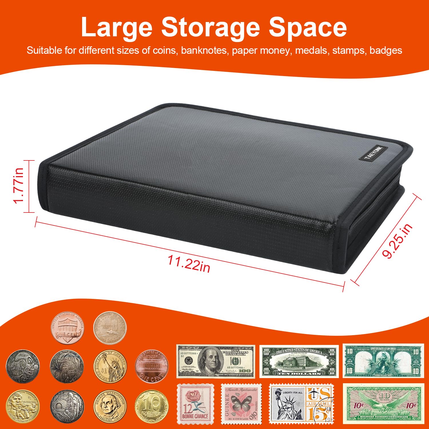 Soporte para libros de colección de monedas para coleccionistas, álbum de colección de monedas ignífugo de 520 bolsillos y 36 fundas de almacenamiento de dinero para suministros de colección de