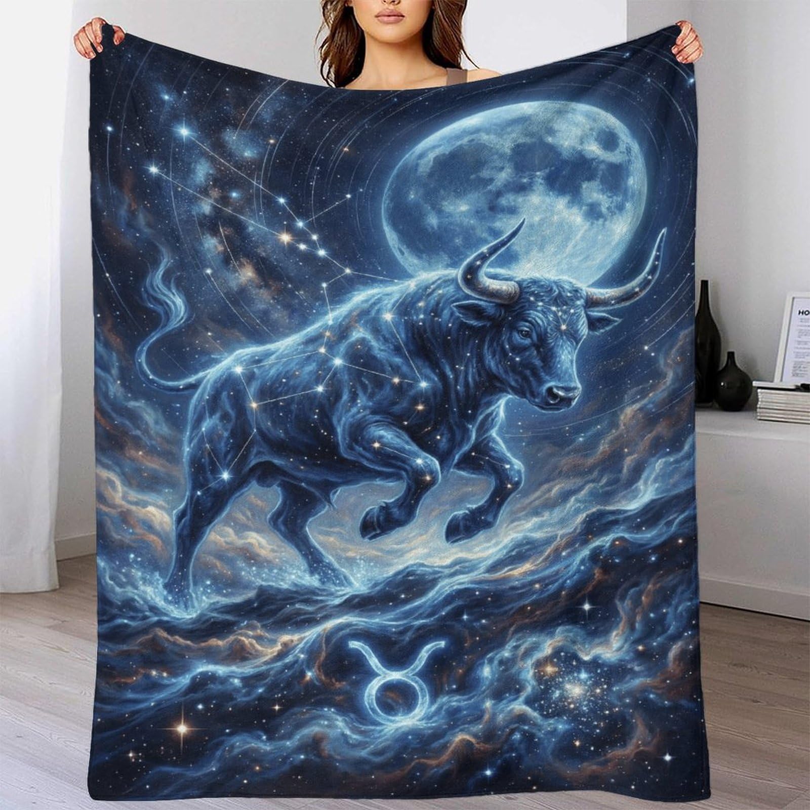 W7C8U2X3 Taurus Zodiac for for Flannel Throw Blanket, Couch Bed Travel