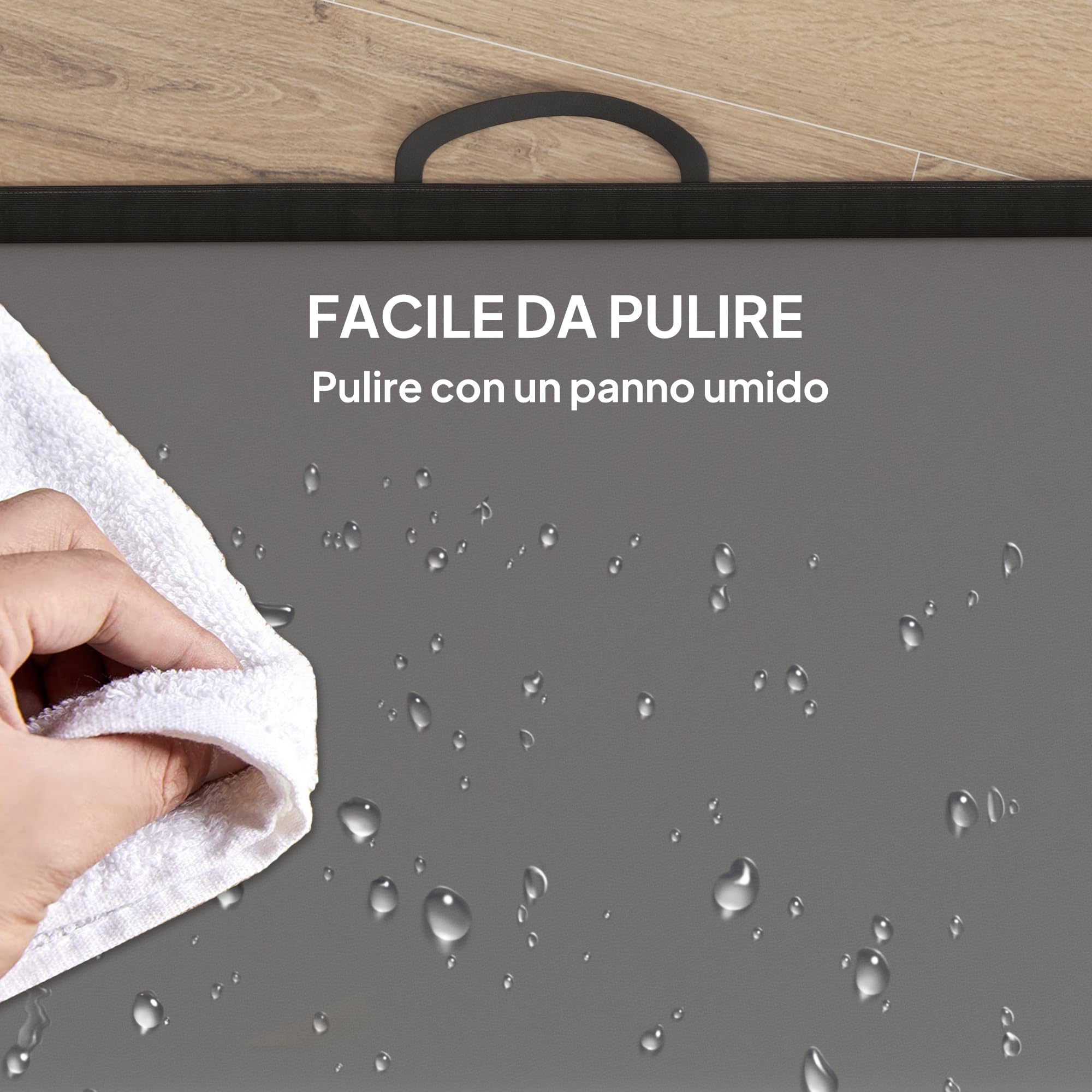 HOMCOM Tappetino da Ginnastica Pieghevole, Materassino Fitness Spesso 5 cm e Antiscivolo, Tappeto da Palestra Salvaspazio con Maniglia per Yoga e Pilates, Grigio