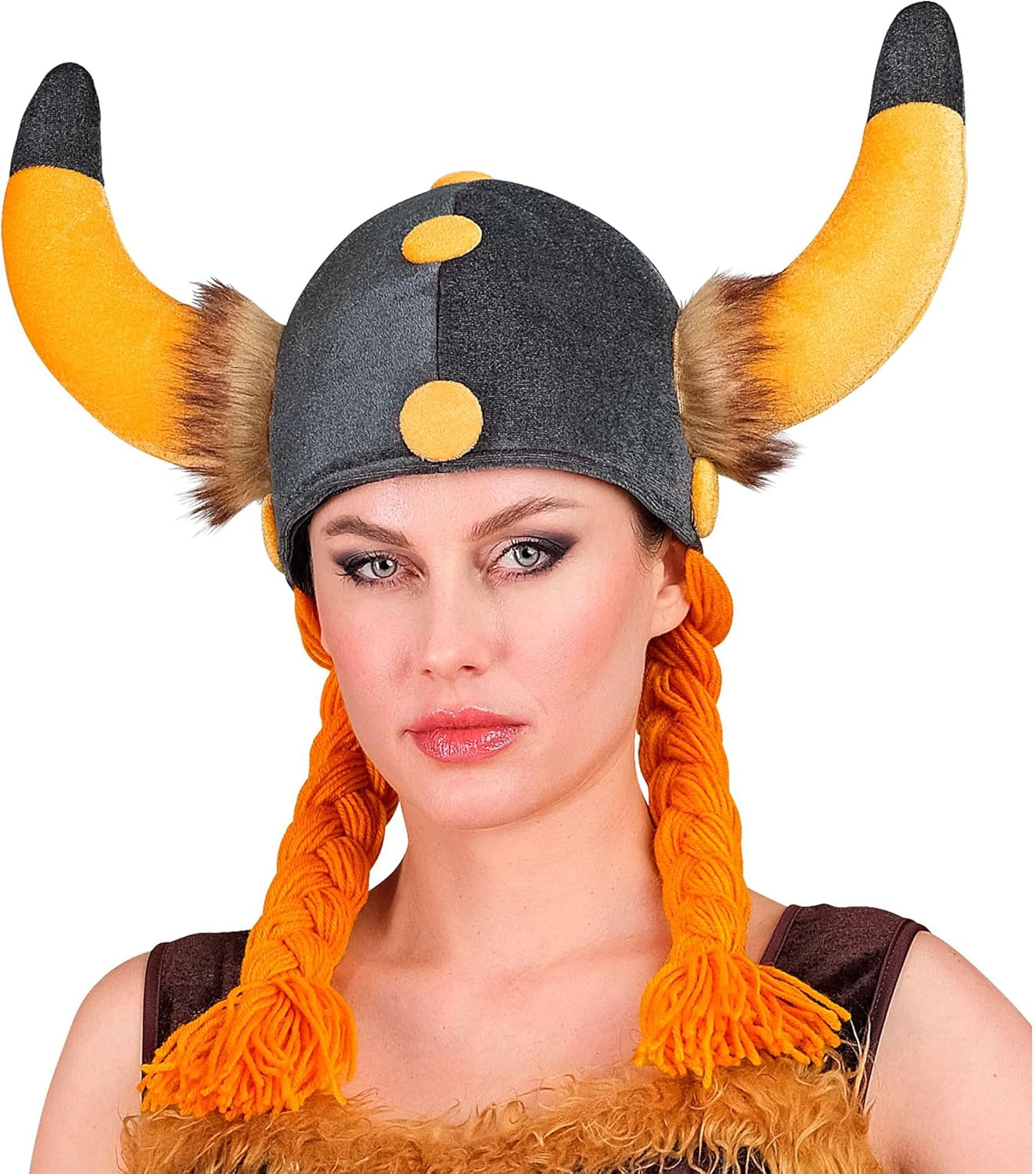 W WIDMANN MILANO Party Fashion Viking Helmet with Braids, Unisex Adult, 30215, Multi-Colour, One Size