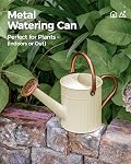 Bamworld Watering Can Indoor Stainless Steel Watering Can Indoor Outdoor Long Spout Water Can for Watering Plants 1/2 Gallon Plant Watering Cans Creamy-White