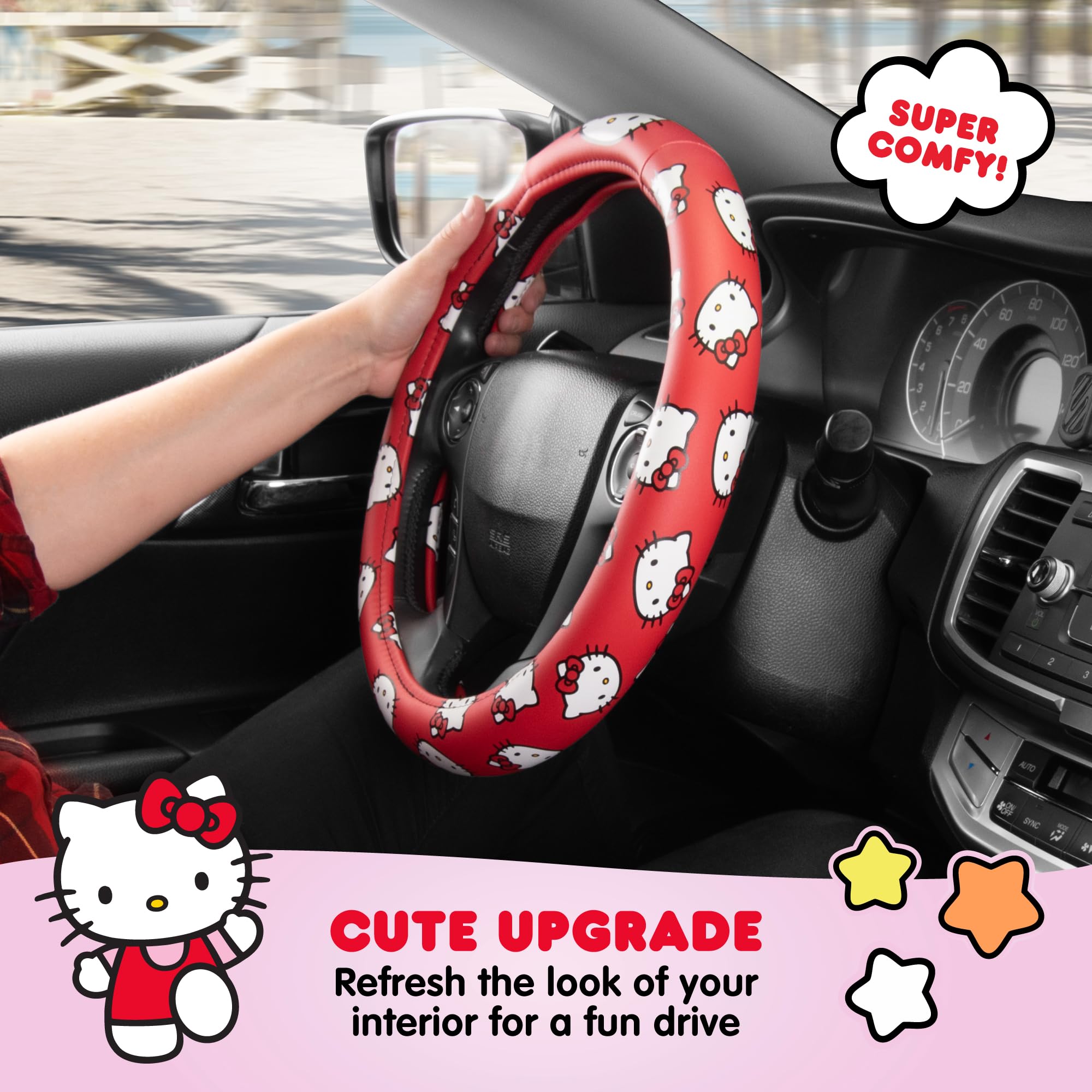 ハローキティシート＆ハンドルカバー sanrio（サンリオ） ハローキティ ハンドルカバー ブラック : 公式