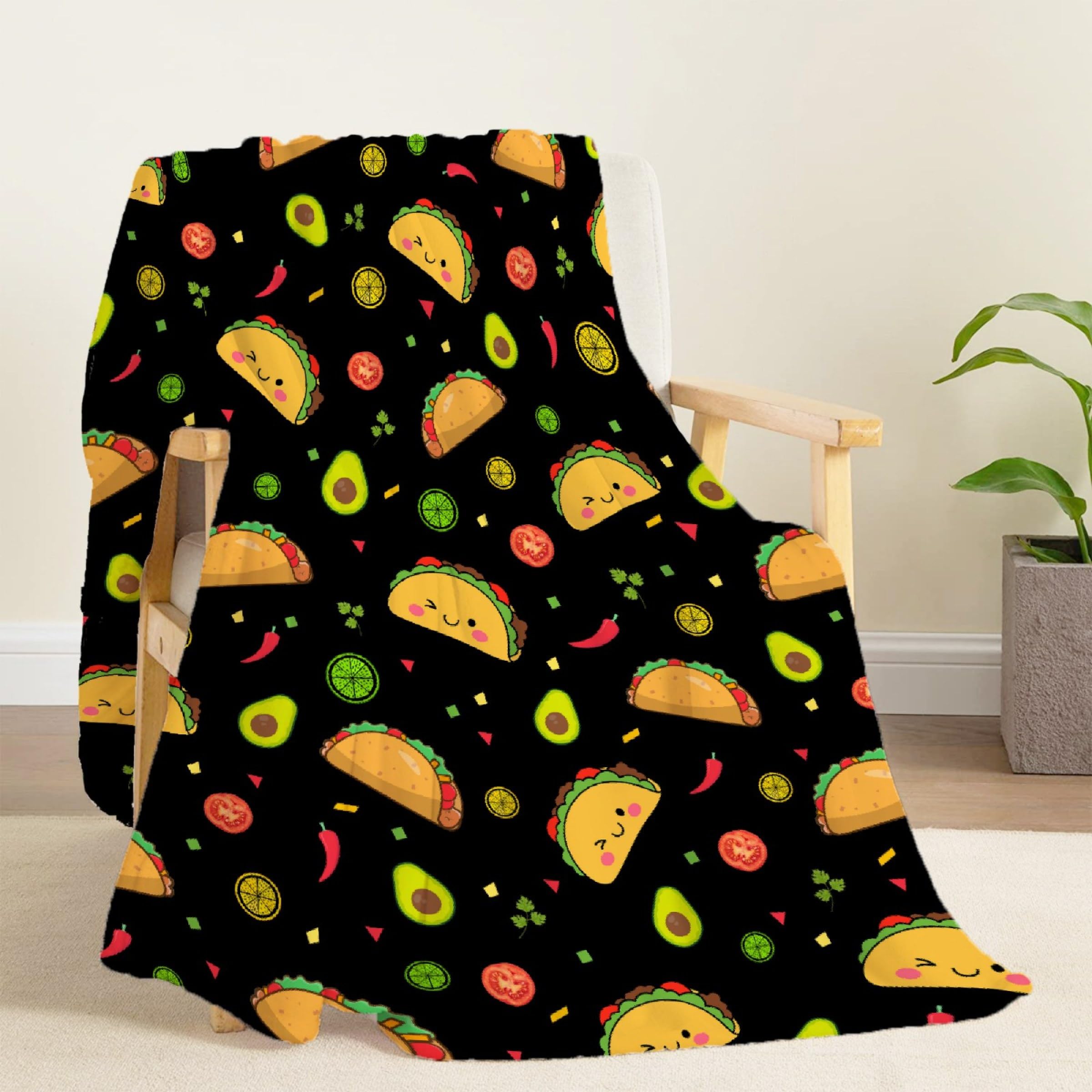 Cute Taco Blanket-Taco Blanket for Boys, Girls, Pets Gift for Taco Lovers-Cozy Soft Flannel Lightweight and Warm Used for Room Bed Camping 50"x60" for
