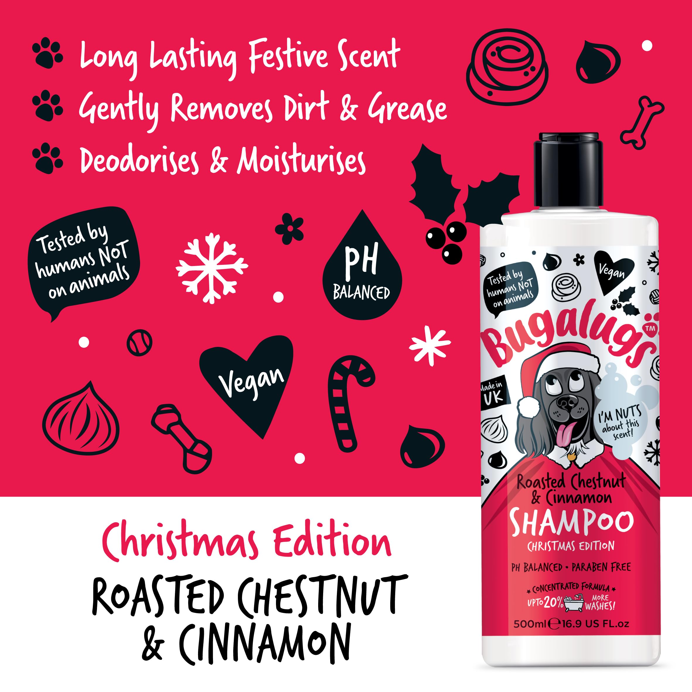 Bugalugs Dog Shampoo Christmas Edition, festively fragrant grooming products. Dog & puppy shampoo, vegan, pH balanced - Image 3