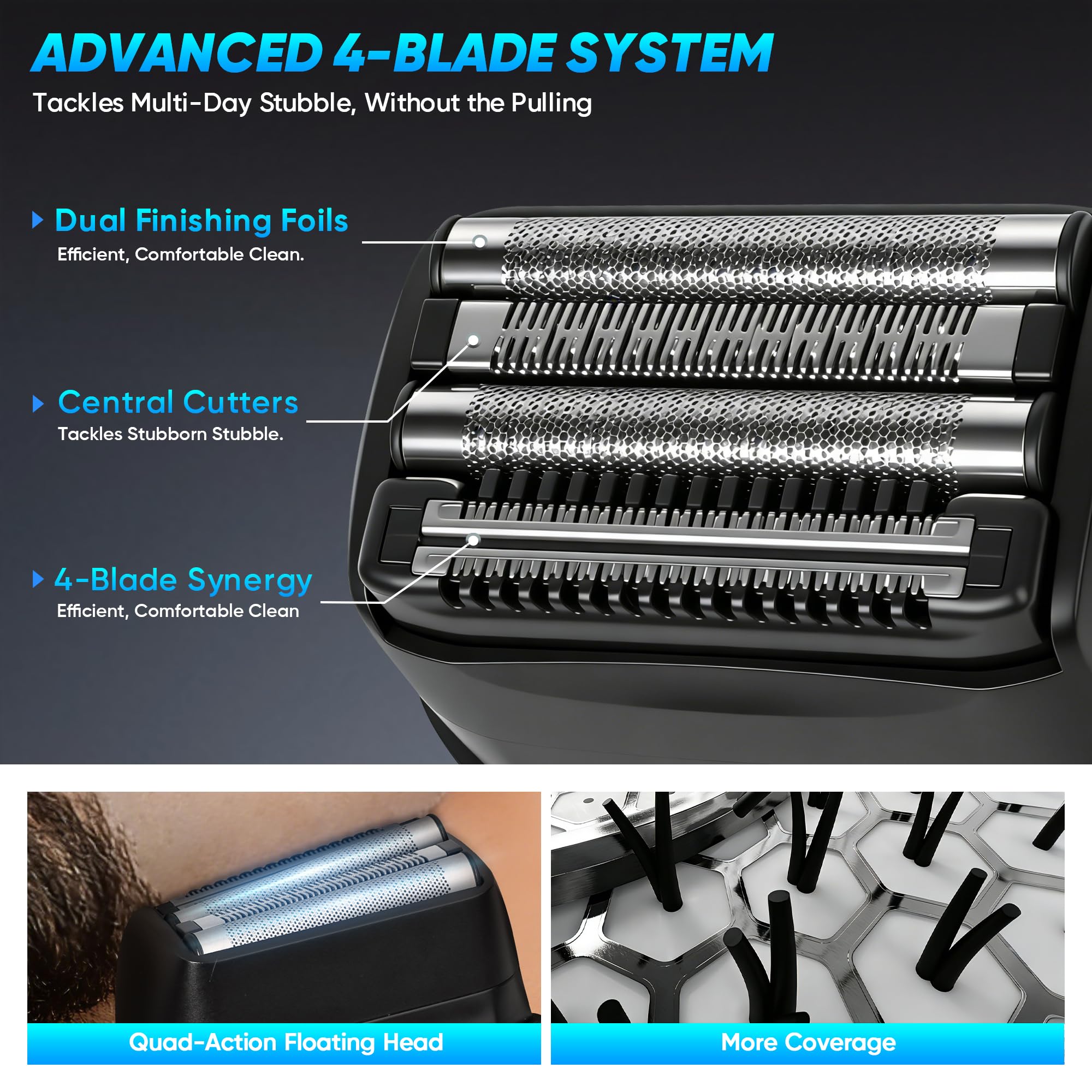 Foil Shaver,Electric Razors For Men,Mini Compact Travel Electric Shavers For Men,IPX6 Wet & Dry,3D Double Floating Blade Close Shaving,Beard Trimmer - View #2
