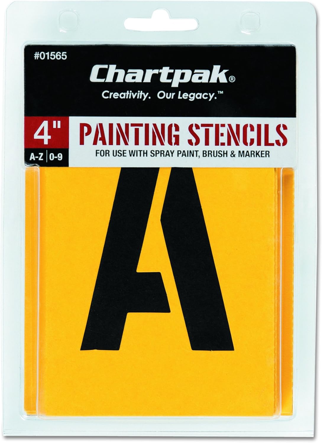 Chartpak Letter and Number Painting Stencils, A-Z and 0-9, 4 Inches H, 35 per Pack (01565)