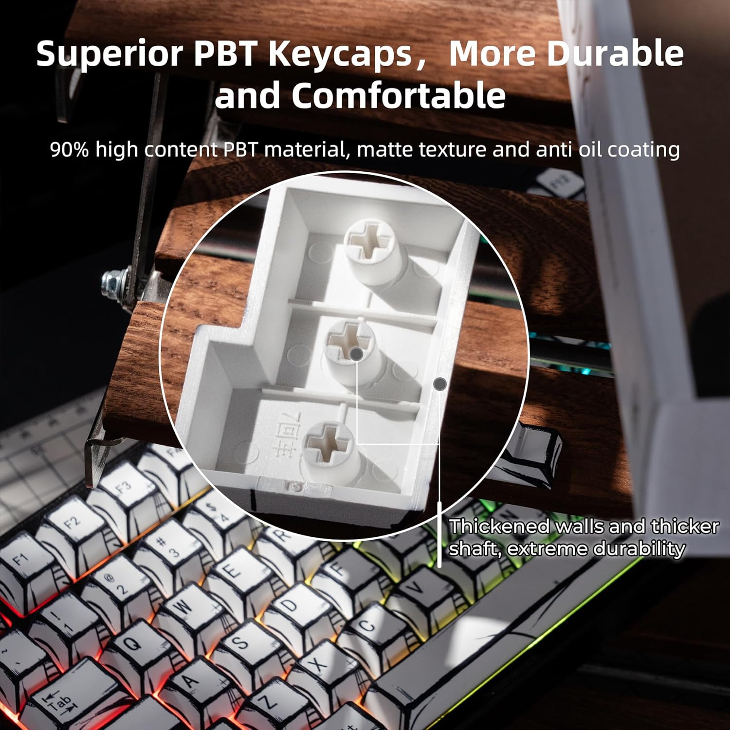 XVX White PBT Keycaps, Cherry Profile Keycap Set, Dye Sublimation Graffiti Keyboard Keycaps Suitable for 60% 65% 75% 80% 100% MX Switches Mechanical Keyboard