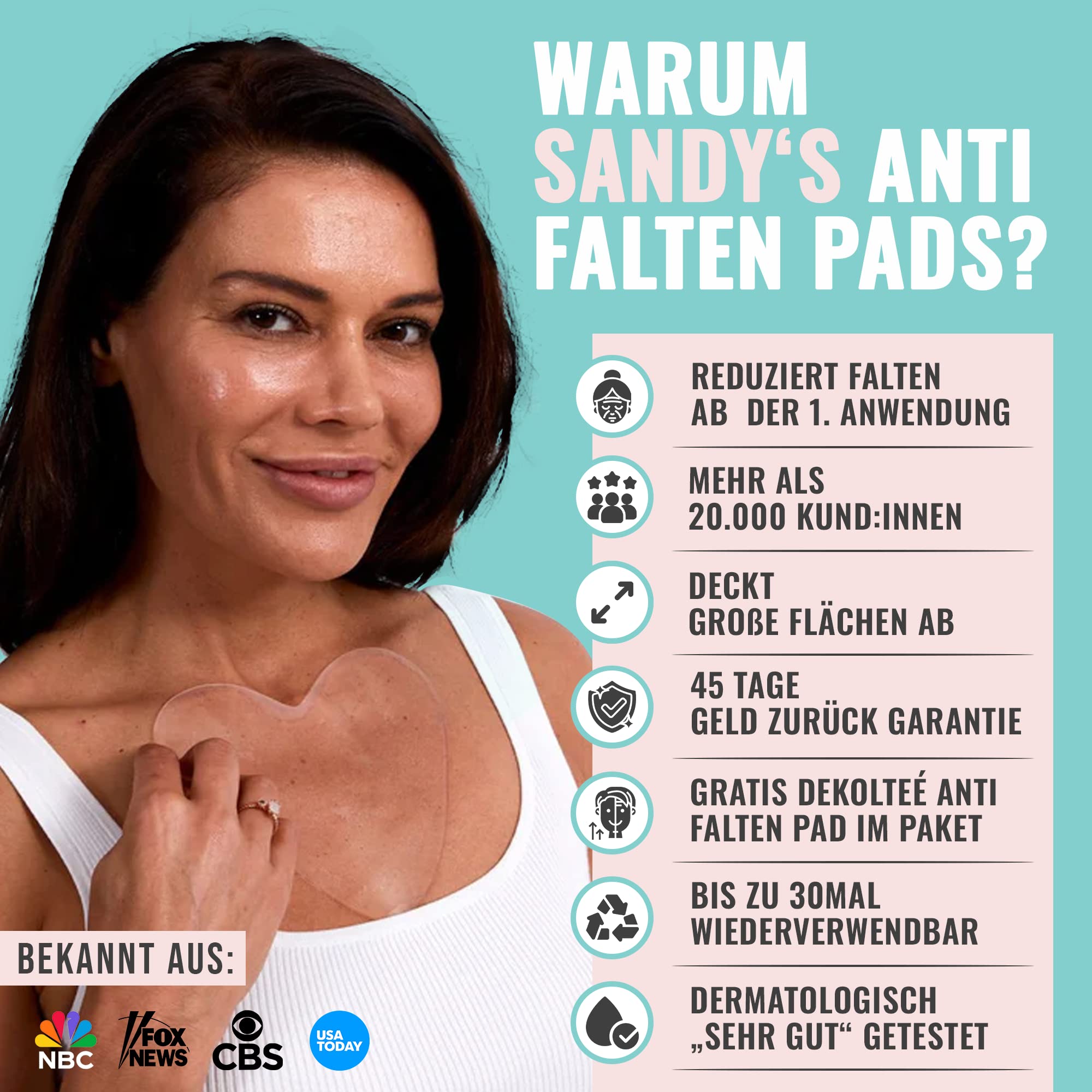 Hals- & Dekolleté Pad Antifalten I GRATIS PAD | bis zu 30x wiederverwendbar I Silikon Pad gegen Falten & zur Hautstraffung am Hals- & Dekoltee I Anti Aging Pads | 3 St.