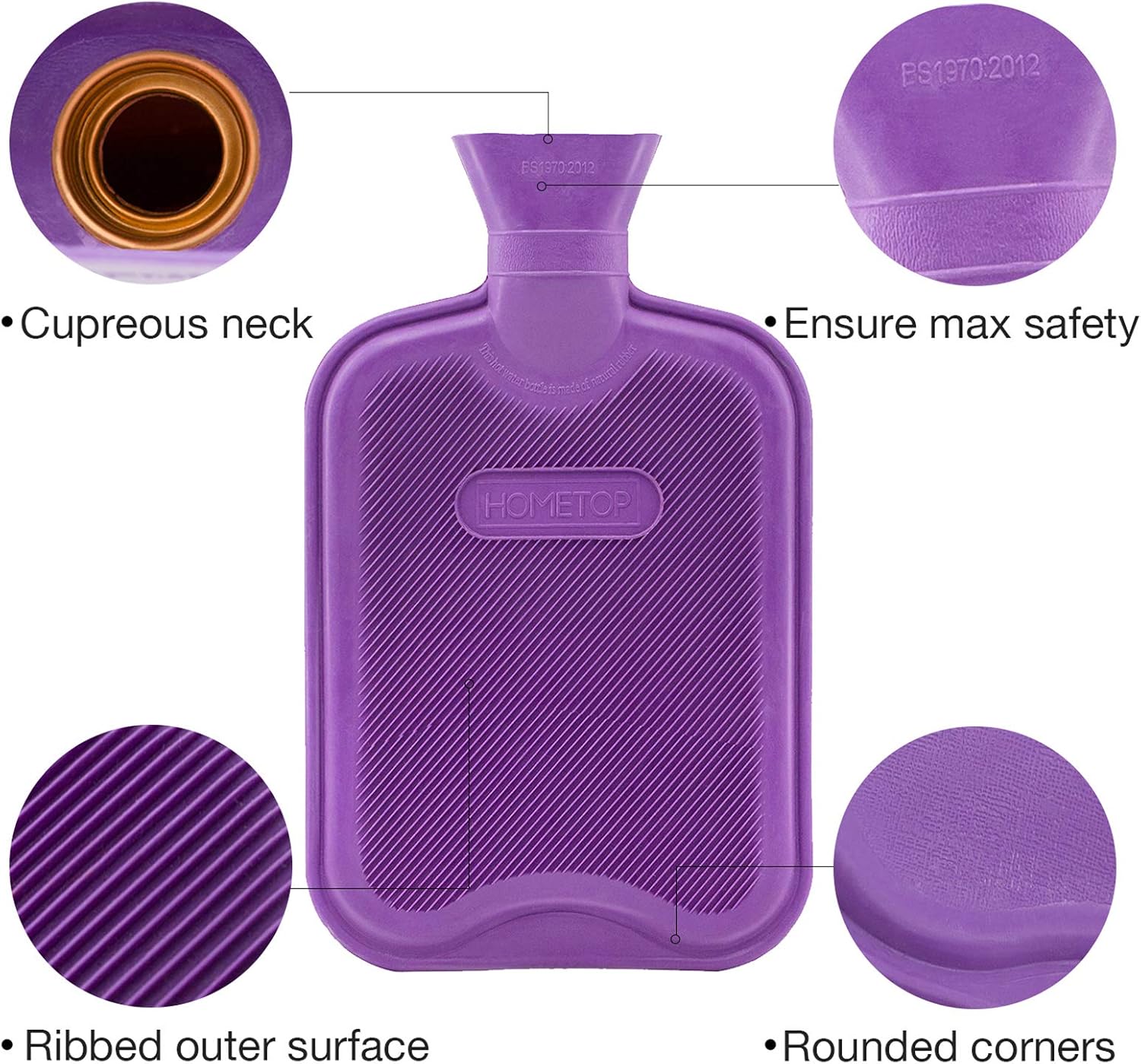 Buу 1 gеt 1 🔥 HomeTop Premium Classic Rubber Hot Water Bottle w/Cute Knit Cover (2 Liter, Purple)