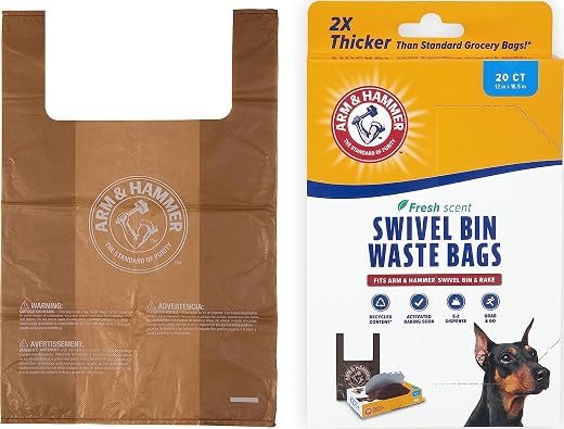Petmate Heavy Duty Pet Waste Bags for Swivel Bin & Rake Dog Pooper Scooper, 20 Count Refill Bags (Packaging May Vary)