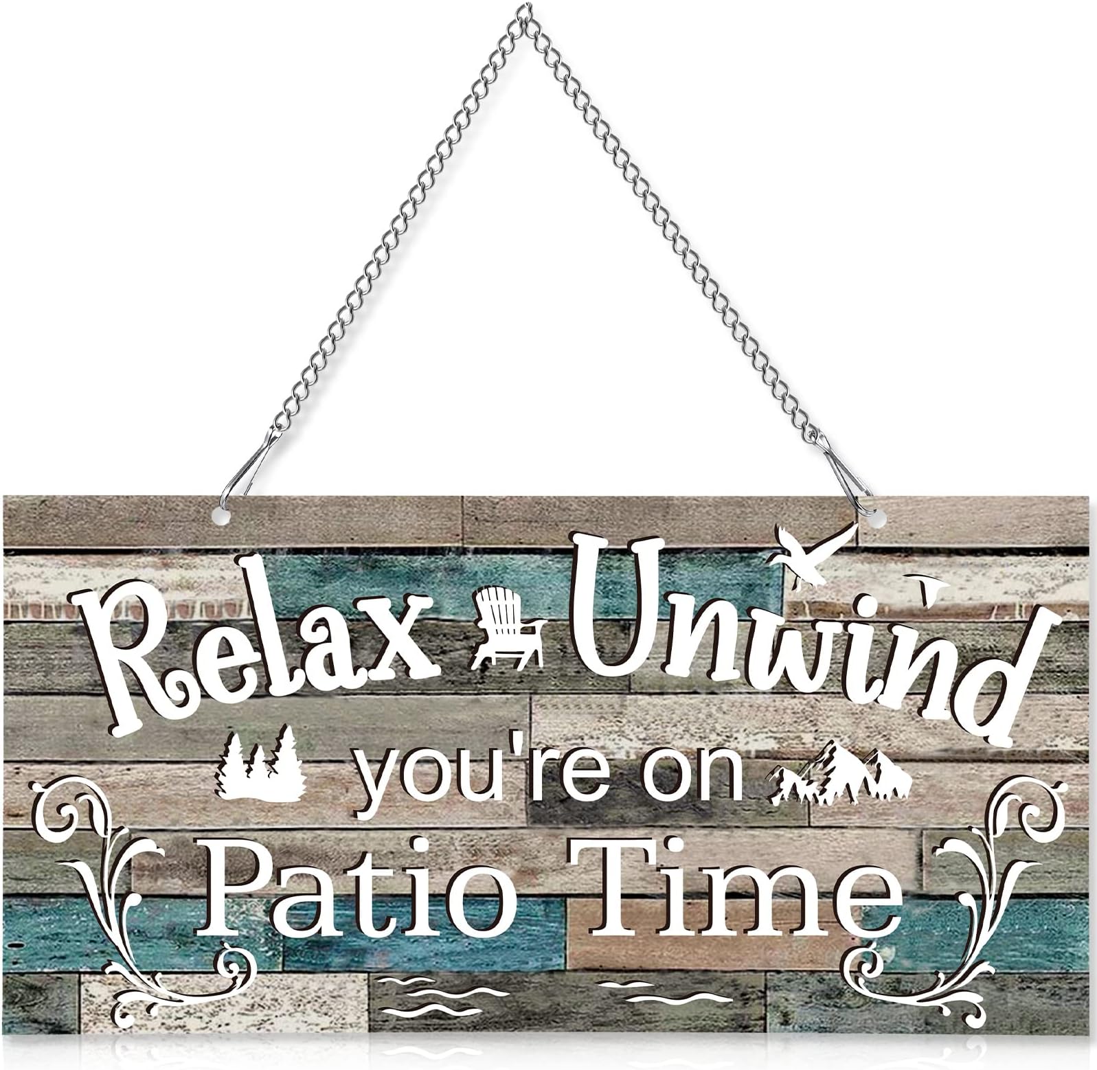 Hotop Outdoor Patio Sign Decoration Metal Patio Signs Decor for Backyard Porch Wall Art Balcony Gazebo Accessories Relax Placard for Summer Outside Decorations(10 x 5",Vivid)