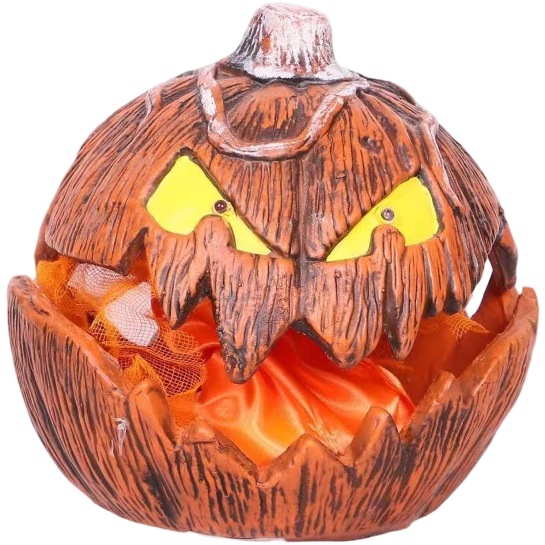 Hbbgdiy Halloween Animatronics Pumpkin Decoration with Light-Up Eyes, Open Mouth and Terrifying Sound, Scary Pumpkin Props for Porch Patio Yard Haunted House and Party Decor