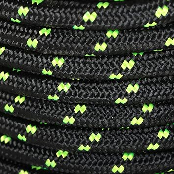 1/2In x 200FT Arborist Bull Rope Double Braid Polyester Rigging Hoisting Line High Strength Tree Rope,Black & Green