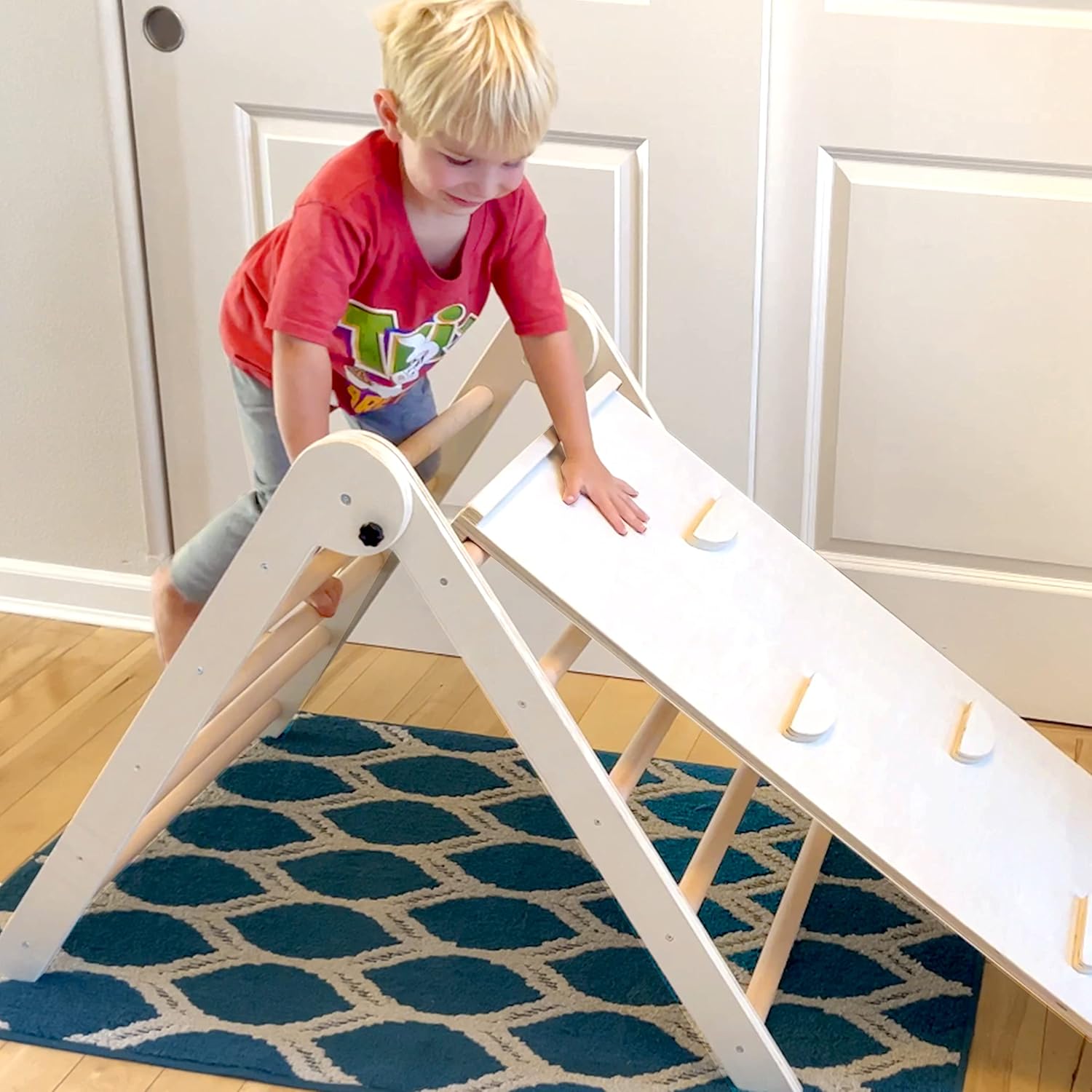 Buy Foldable Wooden Climbing Triangle with Sliding Ramp, 2 in 1 Pikler Triangle Climbing Toys