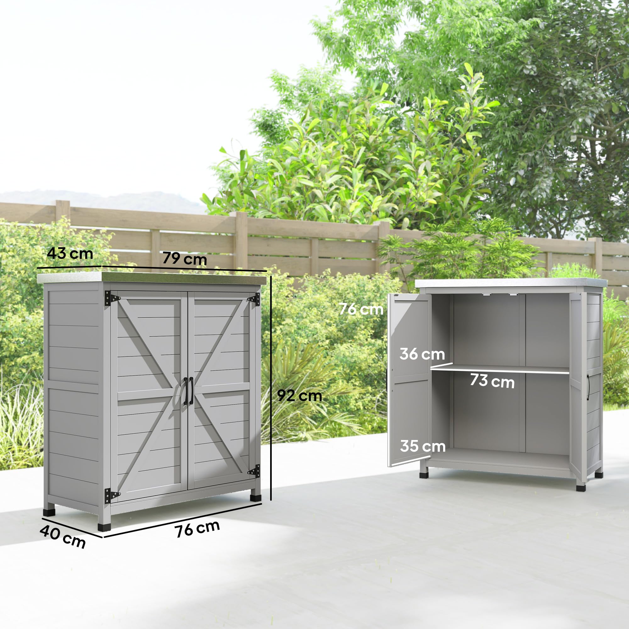 Outsunny Armadio da Esterno Acciaio Zincato 79x43x92 cm Grigio
