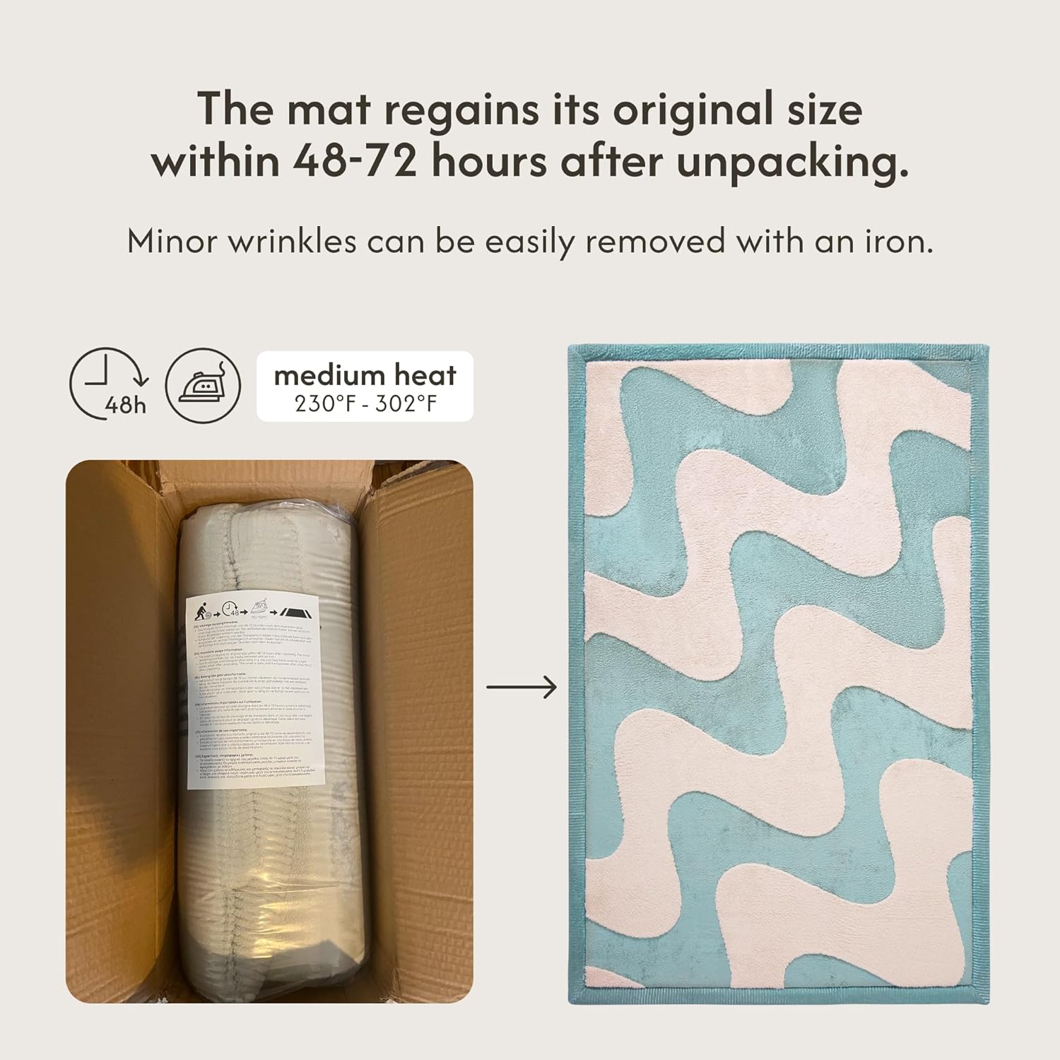 Hakuna Matte CloudRise Baby Play Mat for Floor 60" x 80" Waves – Coral Velvet Memory Foam Rug for Crawling & Cozy Play – Non-Slip, Water-Resistant, Easy-CareTummy Time Mat, Playmat for Playpen