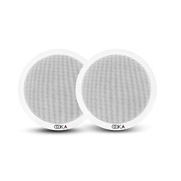 Twins 707 Bluetooth Ceiling Speaker | 6" Full Range Flush Mount 20W RMS 100V | Wireless Bluetooth 5.0 Ceiling Speaker System for Home, Office, Cafe, Hotel, Set of 2 – White